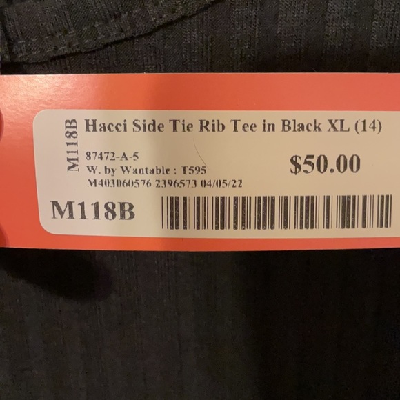 Wantable, Hacci Side Tie Rib Tee, Black, size XL, NWT - Picture 3 of 6